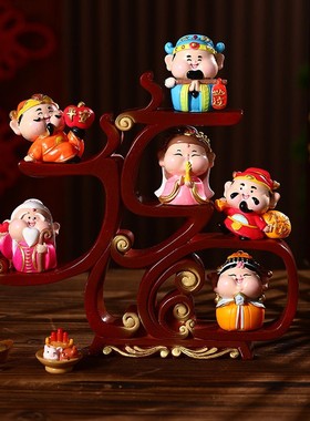 五路财神小神仙摆件家用客厅玄关办公室工位装饰前台乔迁新居礼物