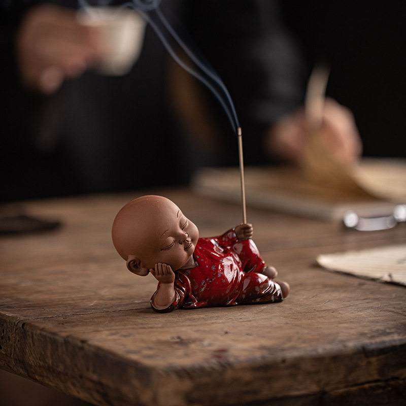 创意中式禅意小和尚茶宠摆件精品 可养窑变茶桌茶玩配件香道香炉,淘宝优惠券,粉丝福利购,淘宝优惠卷