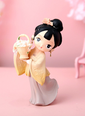 古风汉服娃娃可爱女孩家居桌面树脂车载摆件创意汽车内装饰品礼物