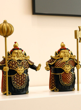 护宅门神摆件秦琼尉迟恭家居客厅玄关柜电视柜公司店铺开业礼品