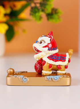 原创国潮醒狮懒人手机支架办公室桌面摆件创意手机架送男友礼物