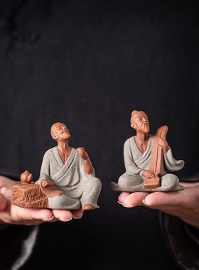 中式历史人物茶圣陆羽雕像塑茶室桌面工艺品陶瓷李白邀月禅意摆件