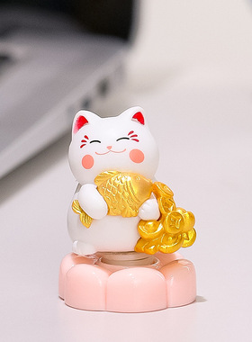 卡通可爱招财猫转转乐打工人办公室桌面解压装饰品旋转小猫小摆件