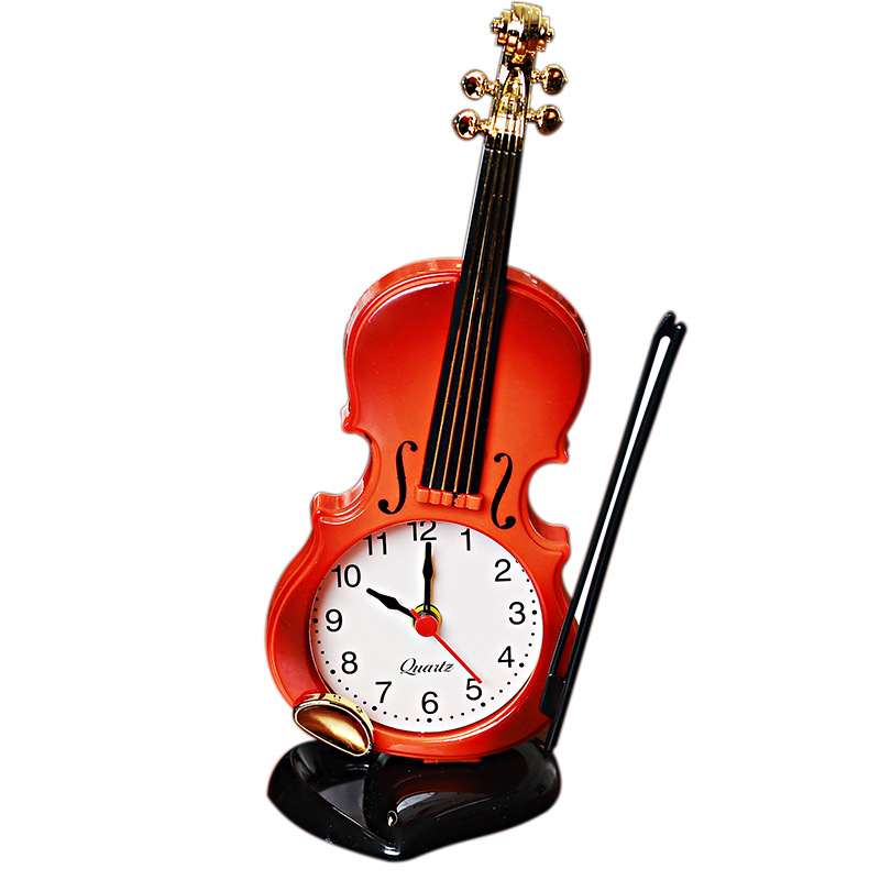 小提琴摆件闹钟时钟乐器模型周边创意儿童书桌摆件装饰品学生礼物