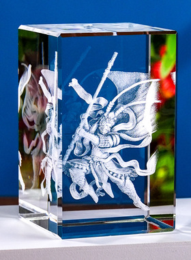 孙悟空水晶内雕斗战胜佛纪念品黑白色神话故事工艺品平安礼品摆件