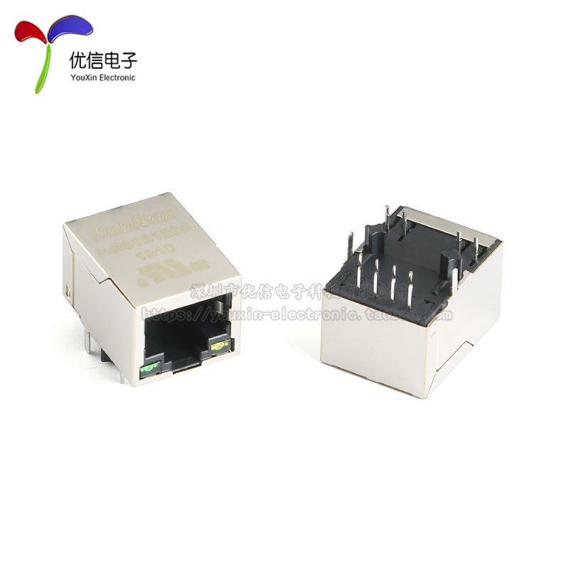 原装正品 HR913129A RJ45插座 100Base-T WiFi网络连接器 带LED - 图0