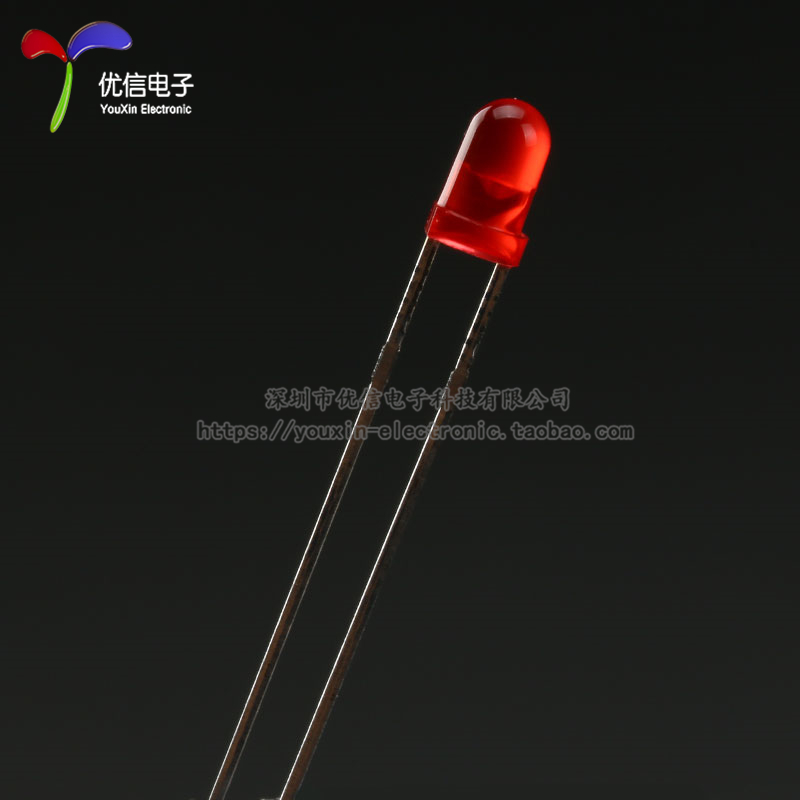 原装正品 3MM/F3直插圆头LED灯珠红发红 红色发光二极管长脚 10只 - 图1