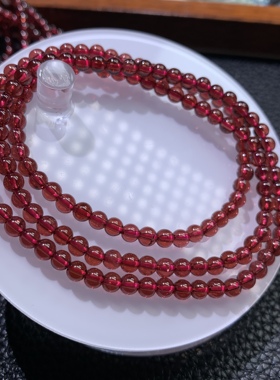 香槟粉石榴石 4mm3圈手链