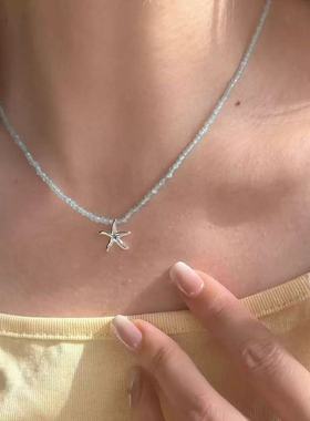 新款海星蓝色系串珠手工项链