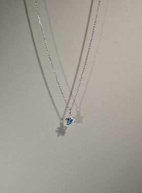 Vintage古着蓝色星星锆石项链