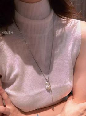 巴洛克珍珠吊坠抽拉可调节项链