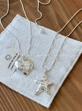 韩系银色爱心字母项链女2025新款