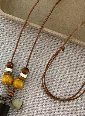 竹壶禅意竹节串珠吊坠项链
