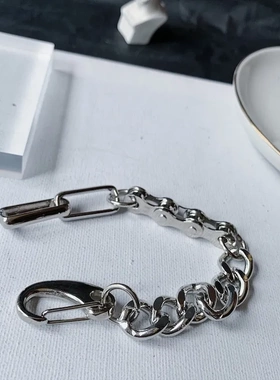 欧美ins冷淡风发财生命树情侣钛钢拼接设计感朋克金属手链