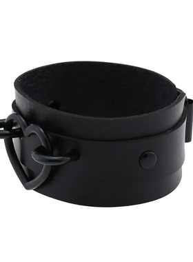 欧美原宿双层PU皮手镯手链手饰个性夸张街舞街拍爱心桃心腕带手环