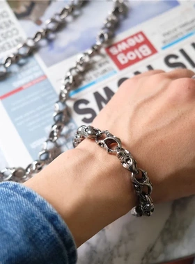 现货供应欧美夸张项饰复古双面鬼头项链手链手工饰品