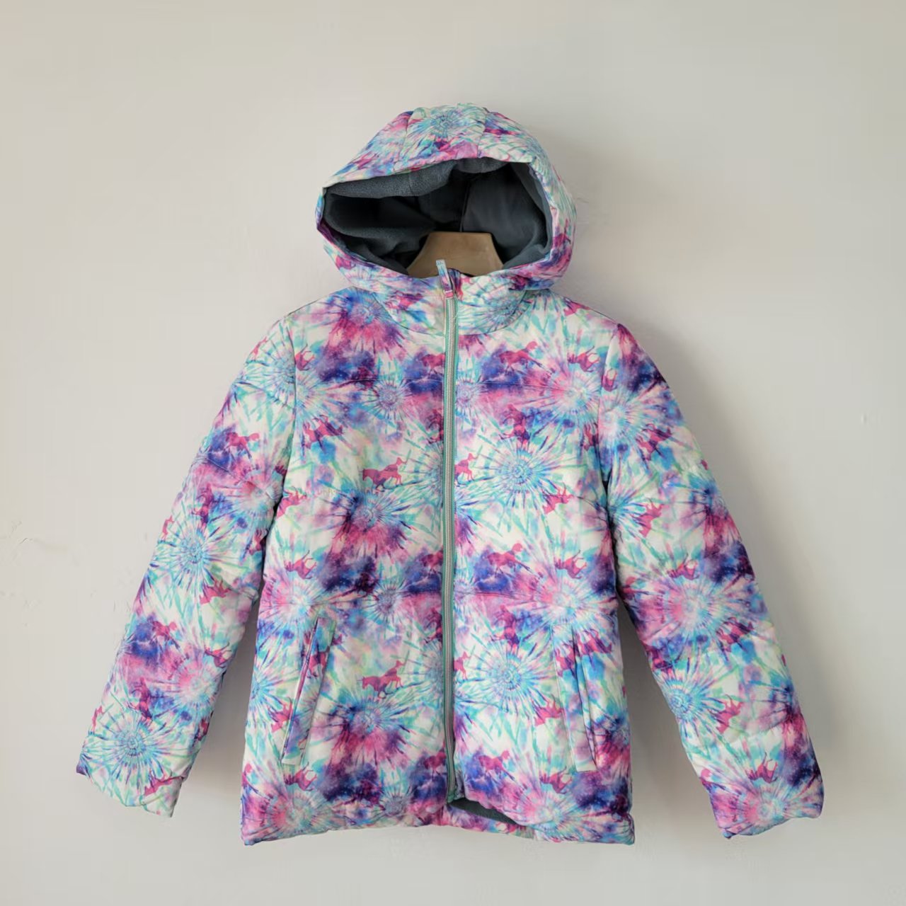 5款 童装秋冬季连帽拼色棉服女加厚保暖防风时尚百搭百搭棉袄外套 - 图1