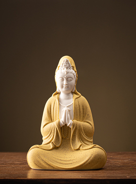 禅意双手合十陶瓷观音菩萨佛像