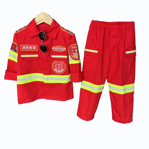 纯棉儿童消防服儿童春秋套装帅气时尚两件套幼儿消防服儿童摄影服 - 图3