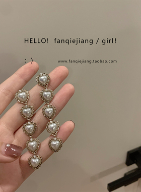vintage复古巴洛克风法式爱心耳环长款气质超仙耳钉女925银针