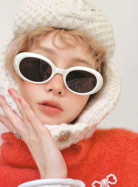 墨镜女高级感白色椭圆形太阳镜