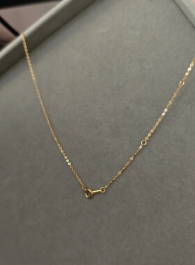 主推款925纯银镀k金转运珠项链轻奢小众气质锁骨链金色豆调节短链