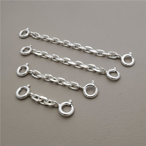 925纯银延长链加长扣DIY项链手串双扣链配件太角链粗4mm新款潮 - 图0