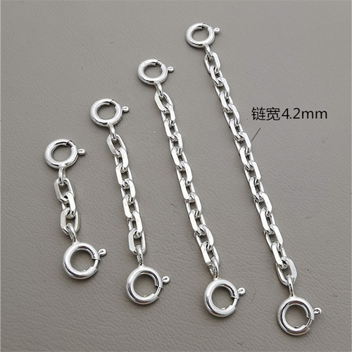 925纯银延长链加长扣DIY项链手串双扣链配件太角链粗4mm新款潮 - 图2