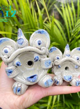 凹凸工艺云南青花陶瓷瓦猫香插