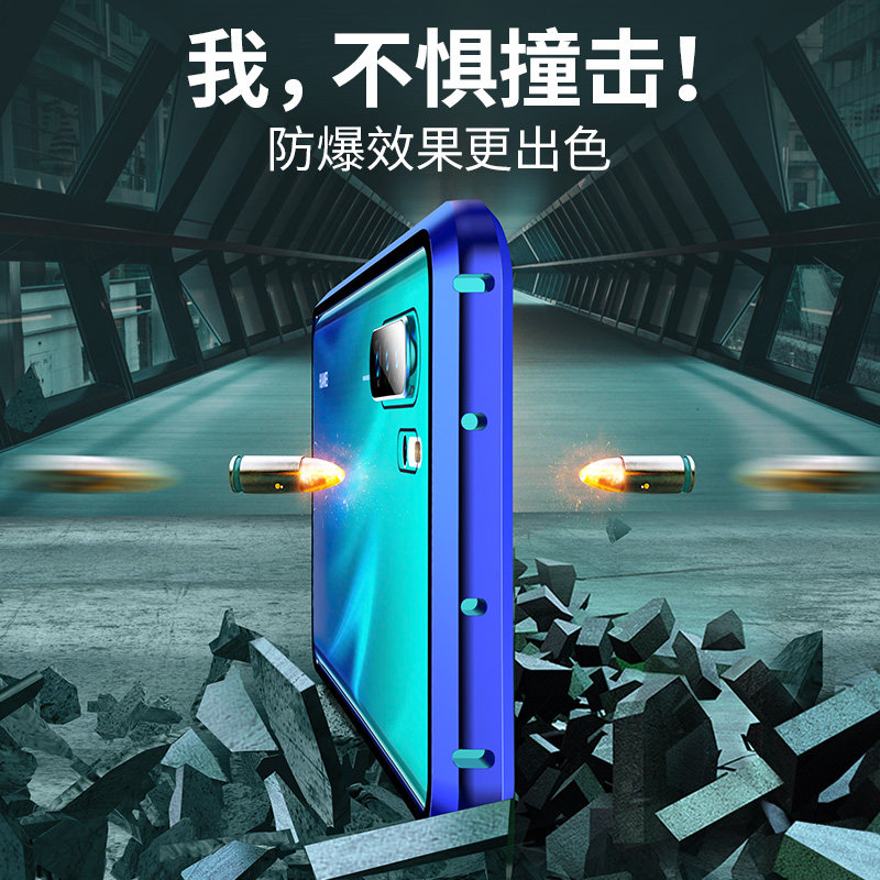适用华为p30pro手机壳全包p30曲屏防摔磁吸双面玻璃超薄透明保护套三合一金属边框壳膜一体硬外壳