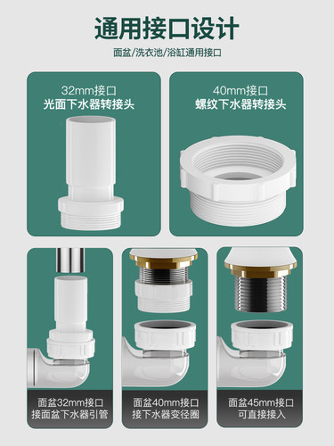 洗脸盆下水管道排水管配件纯铜洗漱台面盆下水器侧墙排防臭虫通用-图3