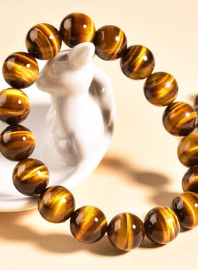 天然闪电黄虎眼手串南非虎睛石男女木变石金黄色虎眼石