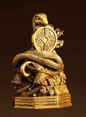 全铜玄武摆件玄关龙头龟工艺品