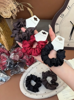 新款头绳高弹力褶皱花边小肠发圈女简约时尚扎马尾丸子头皮筋发绳