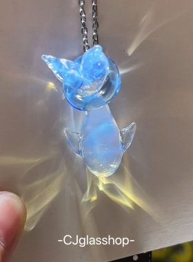 CJglasshop-鲸亦求鲸 琉璃鲸鱼海豚项链情侣爆款吊坠玻璃手工定制