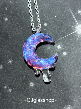 CJglasshop-水波皓月 纯手工玻璃项链吊坠饰品艺术品高级生日礼物