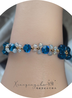 法式复古小众设计蓝色多瑙河手串