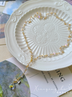 情诗少女夏日清新水晶项链