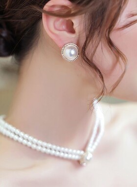 新娘颈链复古宫廷风轻奢仿珍珠项链女锁骨链婚纱礼服写真造型配饰