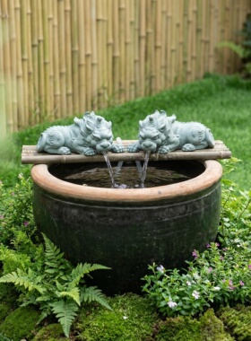 【爆款】青砂石招财貔貅流水摆件鱼缸造景水池花园造景装饰摆件