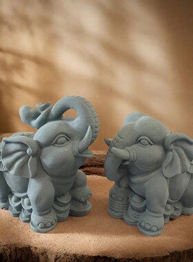 大号青砂石招财大象精品家居阳台庭院门口装饰石象风水镇宅摆件