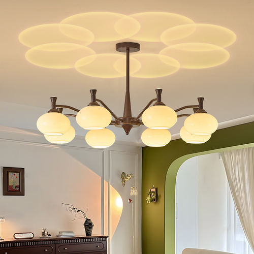 中古风客厅吊灯美式复古宋氏美学餐厅玻璃高级感卧室餐厅大厅主灯 - 图3