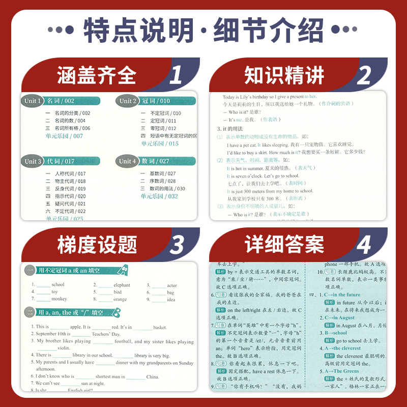 小学英语语法精讲精练英语语法思维导图小学生一二三五六年级通用版小学英语语法专项训练题知识点英语语法大全专项强化训练