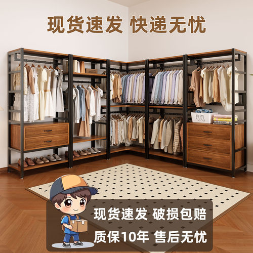 衣帽架卧室落地挂衣架置物架衣帽间架子组合衣服货架开放式衣柜 - 图2