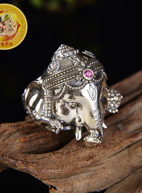 天语龙吟925银古法鼻男女款银象