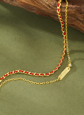 本命年红绳双层手链s925纯银国潮手工编制红绳手饰女小众轻奢饰品