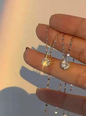 2022年新款潮小众设计镀银水滴项链 轻奢女简约吊坠锁骨链