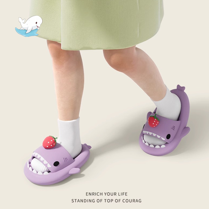 草莓鲨鱼拖鞋亲子鞋中大童宝宝男女情侣抑菌防滑厚底居家外穿凉鞋,淘宝优惠券,粉丝福利购,淘宝优惠卷