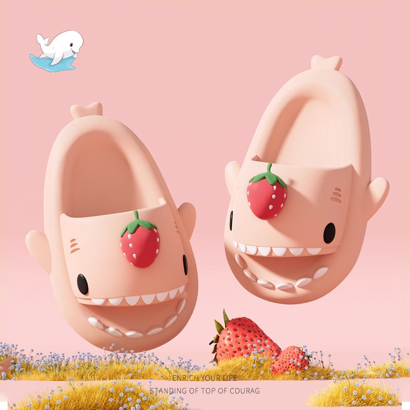 草莓鲨鱼拖鞋亲子鞋中大童宝宝男女情侣抑菌防滑厚底居家外穿凉鞋,淘宝优惠券,粉丝福利购,淘宝优惠卷