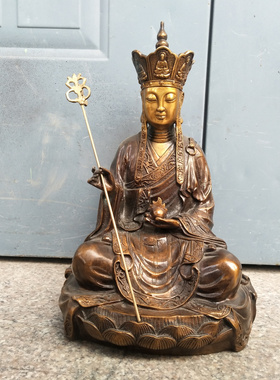 火焰珠地藏王坐像黄铜仿古摆件
